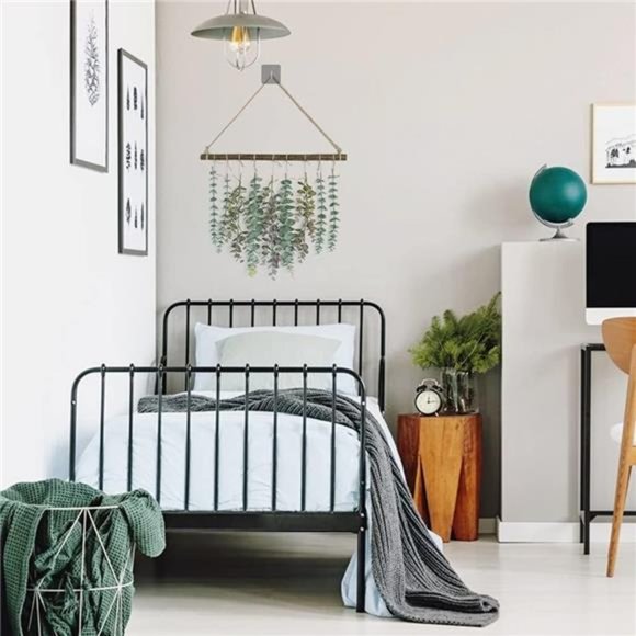 Artificial Eucalyptus Greenery Hanging Wall Decor Vines Plants with Wooden Stick - Picture 3 of 7